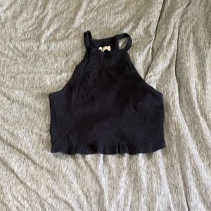 Black halter crop top